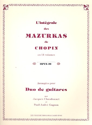 Mazurkas op.30 pour 2 guitares partition et parties