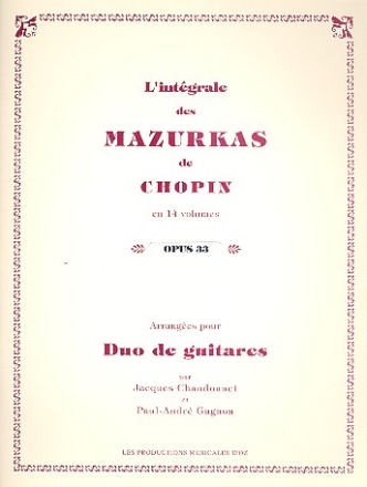 Mazurkas op.33 pour 2 guitares partition et parties