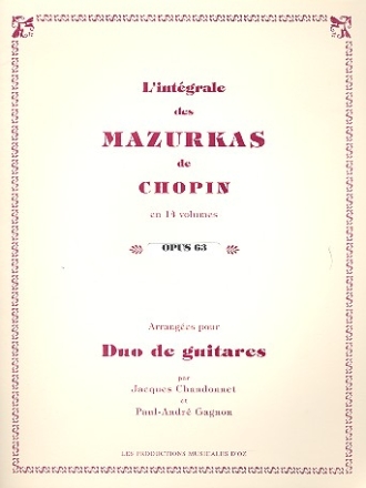 Mazurkas op.63 pour 2 guitares partition et parties