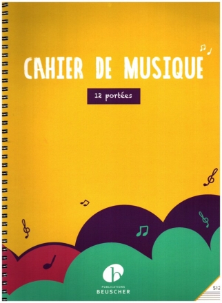 Cahier de musique 12 portes - reliure spirale Solfge Papier  musique