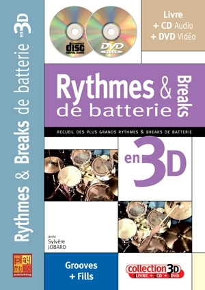 Jobard Silver, Rythmes Breaks Batterie 3D Schlagzeug Buch + CD + CD-ROM