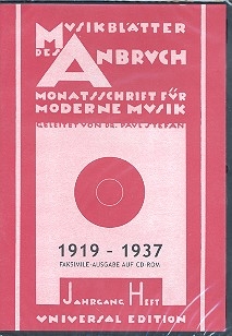 Musikbltter des Anbruch 1919-1937 Faksimile auf CD-ROM