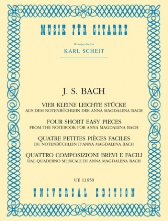 4 kleine leichte Stcke fr Gitarre aus dem Notenbchlein der A.M.Bach