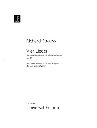 4 Lieder op.27 fr Gesang (hoch) und Klavier Partitur (dt/en)