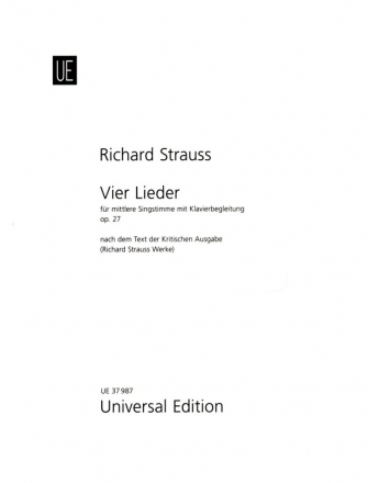 4 Lieder op.27 fr Gesang (mittel) und Klavier Partitur (dt/en)