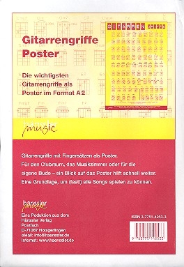 Gitarrengriffe-Poster die wichtigsten Gitarrengriffe als Poster im Format A 2