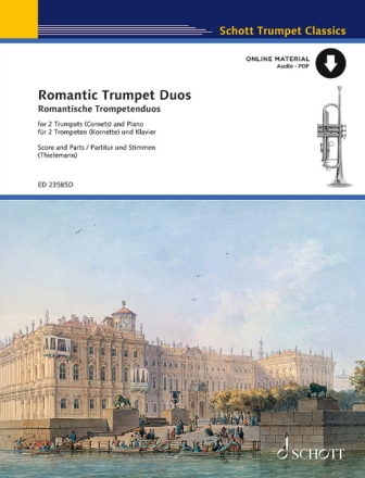 Romantic Trumpet Duos  (+Online Audio) fr fr 2 Trompeten (Kornette) in B und Klavier Partitur und Stimmen