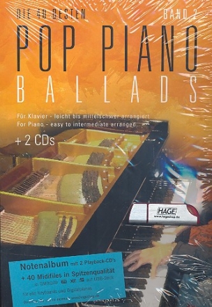 Die 40 besten Pop Piano Ballads Band 2 (+2 CD's +GM/XG/XF-Midifiles auf USB-Stick): fr Klavier (Gesang/Gitarre)