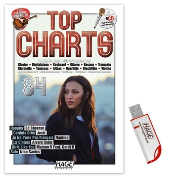 Top Charts 84 (+CD +Midifiles auf USB-Stick): fr C-, B-, Es- Instrumente, Klavier, Gitarre, Songtexte mit Akkorden