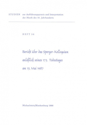 Bericht ber das Johann-Matthias-Sperger-Kolloquium