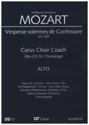 Vesperae solennes de confessore KV339 - Chorstimme Alt  Playalong-CD (mp3-Format)