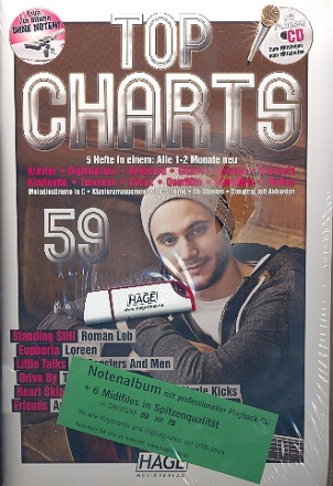 Top Charts Band 59 (+CD +GM/XG/XF-Midifiles auf USB-Stick): fr C-, B-, Es-Instrumente Klavier, Songtexte mit Akkorden