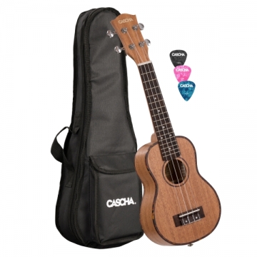 Sopran Ukulele-Set Premium Mahagoni (Instrument +Tasche +3 Picks +Aquila Saiten)