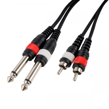 Audio Kabel Stereo 1 m  (2x Chinch male / 2x 6,3 mm Klinke)