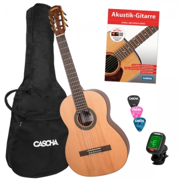 Stage Series Konzertgitarre 4/4 Bundle (inkl. Schule, Tuner, gepolsterte Tasche - Gigbag un 3 Picks)