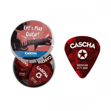 Guitar Pick Set Box Medium (24 medium Gitarren-Plektren + Metallbox)