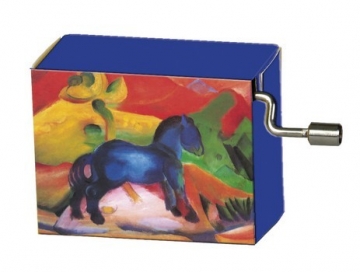 Spieluhr Blumenwalzer Motiv Blaues Pferdchen (Franz Marc) mit Holz-Resonanzboden