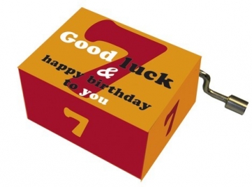 Spieluhr Good luck & Happy Birthday to you,  Mel.: Happy Birthday art & music Spieluhr auf Resonanzholz in Motivschachtel