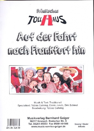 Auf der Fahrt nach Frankfurt hin: fr Klavier (mit Text und Akkorden)