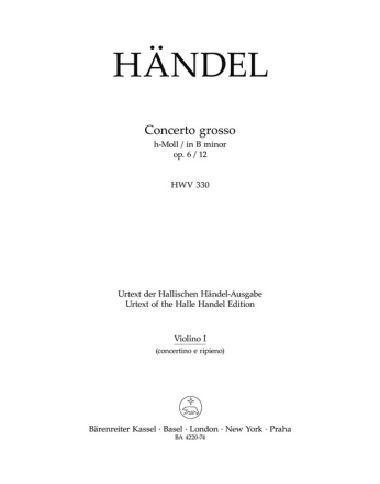 Concerto grosso h-Moll op.6,12 HWV330 fr Orchester Violine 1