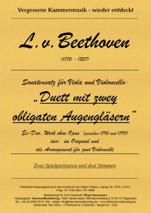 Duett mit 2 obligaten Augenglsern WoO32 Viola und Violoncello (2 Violoncelli) Partituren und Stimmen