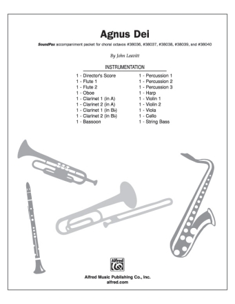 Agnus Dei for mixed chorus and orchestra score and instrumental parts