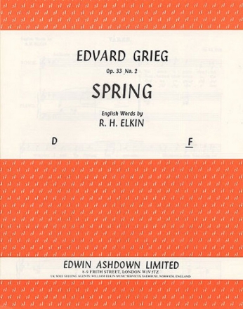 Edvard Grieg: Spring (Varen) Op.33 No.2 Voice, Piano Accompaniment Single Sheet