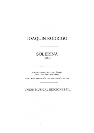 Joaquin Rodrigo, Soleriana Orchestra Partitur