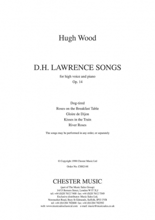 Hugh Wood: D.H. Lawrence Songs Op.14 High Voice, Piano Accompaniment Vocal Album