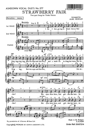 Alec Rowley: Strawberry Fair (2-Part) 2-Part Choir, Piano Accompaniment Vocal Score