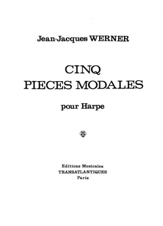 Jean Jacques Werner: 5 Pices Modales Harp Printed to Order