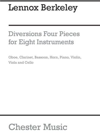 Sir Lennox Berkeley: Diversions For 8 Instruments Op. 63 Chamber Group, Oboe, Clarinet, Bassoon, French Horn, Piano Chamber, Vi Score