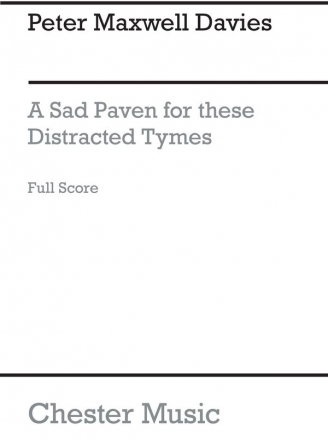 Peter Maxwell Davies: A Sad Paven For These Distracted Tymes (Score) String Quartet Score