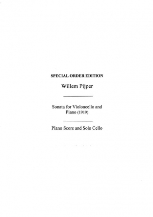 Willem Pijper: Sonata For Cello And Piano Cello, Piano Accompaniment Instrumental Work