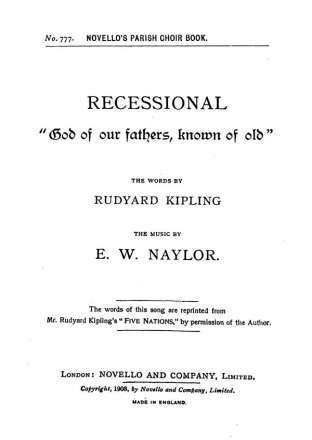 Edward W. Naylor, God Of Our Fathers Known Of Old SATB Chorpartitur