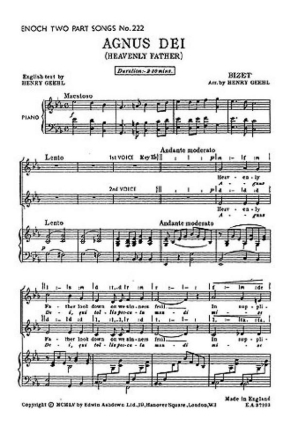 Agnus Dei (Heavenly Father) for 2-part choir and piano choral score