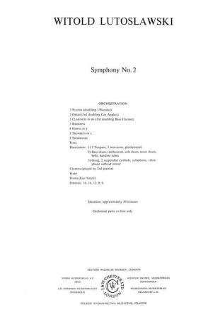 Witold Lutoslawski: Symphony No.2 Orchestra Score