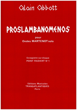 Proslambanomenos pour ondes martenot solo