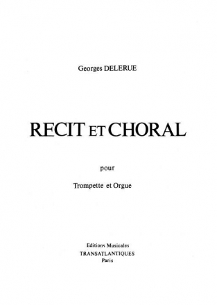 DELERUE RECIT ET CHORAL  TRUMPET/ORGAN  Printed to Order