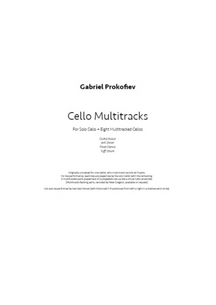 Gabriel Prokofiev, Cello Multitracks Cello and Electronics Buch