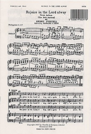 Henry Purcell, Rejoice In The Lord Alway (Complete) SATB and Organ Chorpartitur