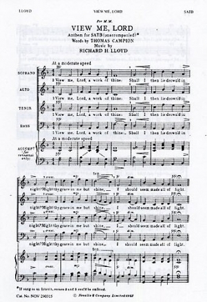 Richard H. Lloyd, View Me Lord SATB Chorpartitur