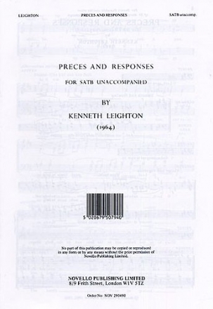 Kenneth Leighton, Preces And Responses SATB Chorpartitur