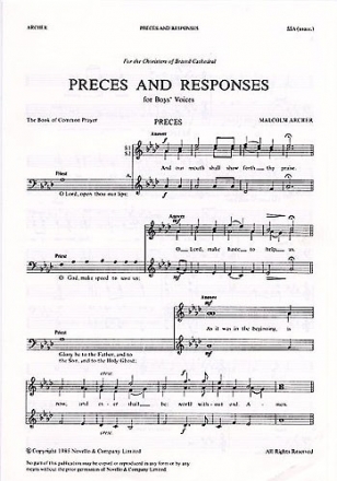 Malcolm Archer, Preces And Responses SSA Chorpartitur