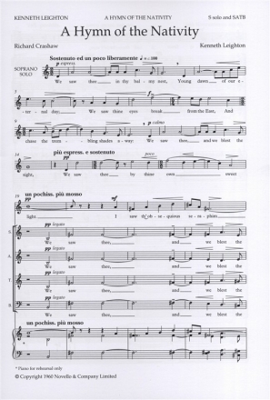 Kenneth Leighton, A Hymn Of The Nativity Soprano SATB Buch