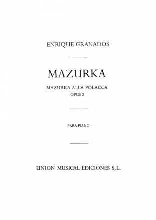 Mazurka (Mazurka All Polacca) Op.2 Pf Klavier Buch