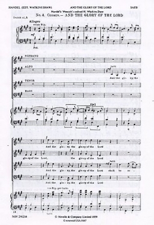 Georg Friedrich Hndel, And The Glory Of The Lord SATB and Organ Chorpartitur