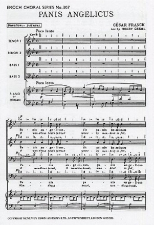 Cesar Franck: Panis Angelicus (TTBB/Organ) TTBB, Piano Accompaniment Vocal Score