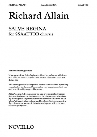 Richard Allain, Salve Regina SATB Buch