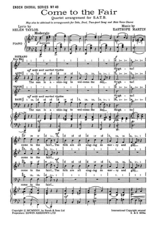 Easthope Martin: Come To The Fair SATB, Piano Accompaniment Vocal Score